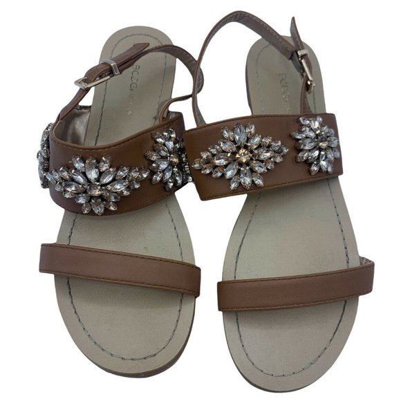 BCBGeneration BRINAH Size 7.5 M Brown Embellished Sandals - Picture 1 of 7